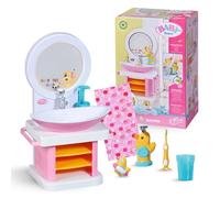 BABY born Bath Lavandino 832707 - Accessori di alta qualità con luci/effetti sonori - Include spazzolino, tazza, dispenser di sapone, tappo e asciugamano - Funziona con pile - Età: 3+ anni