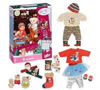 BABY born Calendario dell'Avvento 834466 - 24 capi di abbigliamento e accessori a tema natalizio per bambole fino a 43 cm - Include maglione, cappello, stivali, leggings e altro - Età: 3+ anni