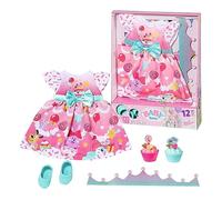 Baby born Deluxe Abito da Compleanno 834152 - Accessori per bambole fino a 43 cm - Include vestito, coroncina, scarpe e cupcake - Adatto per bambini dai 3 anni in su