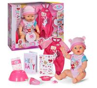 Baby born emma, bambola con 10 funzioni, tutina e accessori, per bambini dai 3 anni, funziona senza batteria, bambola alta 43 cm