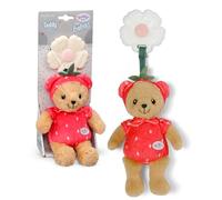 BABY born for babies Teddy Fragola 18 cm con massaggiagengive, sonaglio e carta frusciante, lavabile