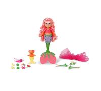 BABY born Glam Up Sunshine, sirena con lunghi capelli rosa con effetto colore UV, da acconciare con accessori in tessuto e pins, incluso amico animale
