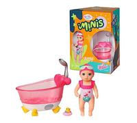 BABY born Minis Playset Vasca da bagno con Amy 906101 - Bambola da 6.5 cm con accessori e corpo mobile per un gioco realistico - Adatto a bambini dai 3 anni in su