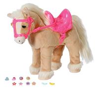 BABY Born, My Cute Horse, cavallo interattivo con funzione di corsa e suono, peluche, sella rosa e briglia e perni per decorare, 840627 Zapf Creation