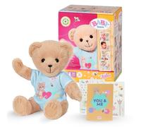 BABY born Orsacchiotto Azzurro 835388 - Orsacchiotto di peluche da 36 cm - Include completino azzurro e accessori - Può indossare gli abiti di BABY born da 43cm - Età: 0+ anni