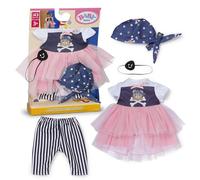BABY born Outfit pirata con vestito, pantaloni, bandana e benda sull’occhio per bambole da 43 cm