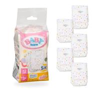 BABY born Pannolini, confezione da 5 per bambole 43 cm | 5 pannolini stampati con strisce adesive, adatti a bambole da 43 cm