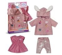 BABY born Set cappotto con vestito, leggings e cappuccio con orecchie per bambole da 43 cm