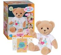 BABY born Singing Teddy, orsetto di peluche con funzione sonora, tutina bianca e braccia e gambe mobili, per bambini a partire dai 2 anni, canta 5 canzoni tedesche della serie, 837962 Zapf Creation