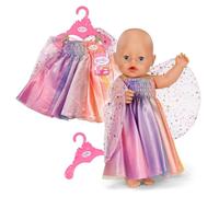 BABY born regenboogjurk, poppenjurk met vleugels en glitter voor poppen van 43 c