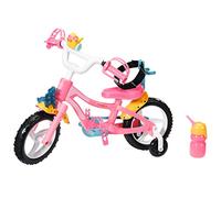 BABY born- Zapf Creation 835210 Fahrrad-Rosa Puppenfahrrad für 43cm Große Puppen mit Stützrädern, Schlaufen Sicherheitsgurt, Blinklicht, Hupe und Flasche, Colore