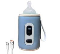 Baby Bottle Warmer Cover, Portable Milk Heat Keeper, Adjustable Temperature Insulation, Soft Fabric Protector, Lightweight Design, 1-Piece Pastel Blue, for Car Travel and Daily Use