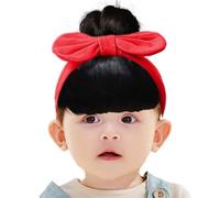 Baby Bowknot Bangs Wigs, Toddler Bangs Wig Hairpiece, Cotton Cloth, High T,perature Silk Wig Elastic Skin-Friendly, Headwear Accessories, Ideal for Stage Performances, Parent-Child Gatherings, 18cm