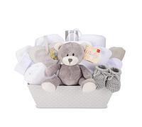 Baby Box Shop Cesta Regalo Neonato Unisex - Set 17 Pezzi Nascita Bimba o Bimbo, Set Neonato Unisex, Regali Battesimo o Lista Nascita - Grigio
