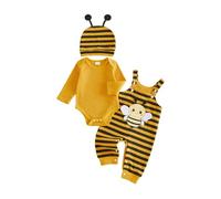 Baby Boy Ladybug Bee Outfits manica lunga pagliaccetto bretelle pantaloni cappello set
