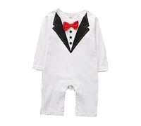 Baby Boy Romper, 1Pcs Toddler Gentleman Formal Outfit Set with Suit Vest & Bowtie BB@TZZ03W-0106