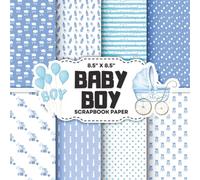 Baby Boy Scrapbook Paper Collection: Decorative Double-Sided Blue Patterned Craft Papers for Junk Journals, Wrapping, Card Making & Mixed Media Projects