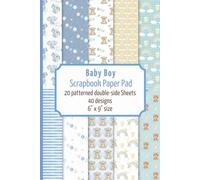 Baby Boy scrapbook paper pad small: 20 patterned double sided sheets for scrapbooking, origami, paper arts, decoupage, DIY crafts. 6" x 9" paper book. 40 different designs for baby scrapbooking.
