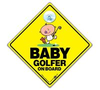 Baby Car Sign, giocatore di Golf, per bambini, auto "Baby on board Cartello bimbo A per auto con scritta" Baby Car Sign (690) Golf, per auto
