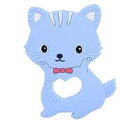 Baby Cartoon Animale Forma di gatto Silicone Massaggiagengive Silicone Ciuccio Dentizione Guanti Bambino Dentizione per 3-18 Mesi Neonato Ragazzo Ragazza Baby Shower Regalo(Blu)