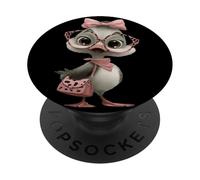 Baby Chick Kawaii Uccello Rosa Leopard Occhiali Ritratto Grafico PopSockets PopGrip Adesivo