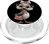 Baby Chick Kawaii Uccello Rosa Leopard Occhiali Ritratto Grafico PopSockets PopGrip per MagSafe