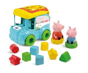 Baby Clementoni - Modellino con autobus Peppa Pig - Gioco con forme e fori per promuovere le capacità motorie e coordinazione per bambini dai 9 mesi in su, 17886