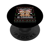 Baby Cougars - Maglione natalizio con leone di montagna PopSockets PopGrip Adesivo