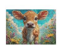 Baby Cow Spring Bloom Puzzle 300 Pezzi Rompicapo Creativo Artistico Stimolo Della Creatività Attività Per Il Tempo Libero Regalo Per Persone Creative 300 PCS