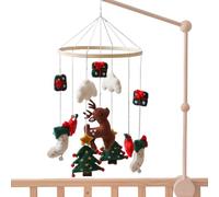Baby Crib Mobile, Christmas Nursery Decor, 15.75x9.06x9.06 inches, Felt Reindeer Wind Chime, Hanging Ornament Display, Soft Plush Elements, Perfect for Girls' Room, Play Area, Birthday Gift