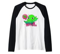 Baby Cthulhu giapponese Kawaii Necronomicon Carino Goth Mostro Maglia con Maniche Raglan