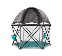 Baby Delight Go with Me Eclipse Mesh Portable Playard | Box | Parasole | Interno ed esterno | Base a righe acquerello