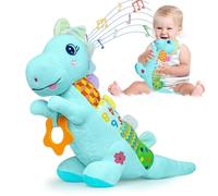 Baby Dino Giocattoli musicali di peluche per 0-3-6-9-12 mesi, dinosauro per neonati, giocattoli per la pancia, con carta sonora increspata, massaggiagengive, texture e sonagli per neonati, ragazzi e