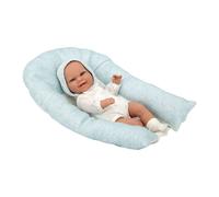 ARIAS -Bambola Elegance Babyto 35 cm, vestito in blu e bianco, con stampa floreale. Il suo peso è così reale che sembra un vero bambino. Include ciuccio e cuscino. Giocattolo per bambini di tutte le