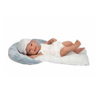 ARIAS - Bambola Elegance 42 cm ZOE con corpo e arti in Vinyl. Abito con un set blu e bianco, berretto e cuscino abbinato. Include ciuccio e cuscino. Giocattolo Bambini Tutte Le Età (ARI65390)