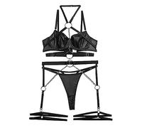 Baby Doll Intimo Donna Hot Soffione La Maglia Sexy Ultra Sottile di Modo Vede Attraverso La Tuta Sexy Della Biancheria Della Cinghia (Black, S)