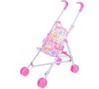 Baby Doll Stroller Soft Grip Handle Doll Pram Folding Baby Stroller for Dolls with Safety Harness Toy Pretend Play Gifts for Girls Kids Ages 3+ Red