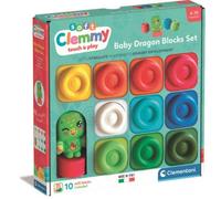 Clementoni Soft Clemmy - Baby Dragon Blocks Set, 10 Mattoncini Morbidi per Bambini 6+ Mesi, Personaggio Fantasy, Lavabili e Atossici, Sviluppo Sensoriale e Manualità, Made in Italy, 17604