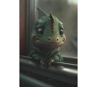 Baby Dragon on the Train Notebook Journal: 6 x 9 Inches 140-page Lined Matte Paperback