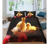 Baby ducklingsSet Di Copripiumino ultra microfibra 3 Pezzi stampa 3D con cerniera Cute farm animal style copripiumino con federa soffice ultra morbido e traspirante for bambini Single（140x200cm）