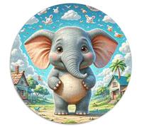 Baby Elephant 1000 Pezzi Puzzle Grande Adulti Animal Round Jigsaw Puzzle Creativo Per Regalo Famiglia Per Adulti E Bambini Stampa Di Alta Qualità 1000pcs (67.5x67.5cm)