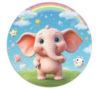 Baby Elephant 1000 Pezzi Puzzle Grande Adulti Animal Round Jigsaw Puzzle Idea Regalo Donna Per Adulti E Bambini Stampa Di Alta Qualità 1000pcs (67.5x67.5cm)