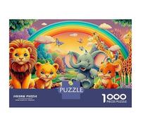 Baby Elephant Bath Puzzle Cute Wild Animals Under Rainbow Da 1000 Pezzi Offrire in Regalo Décoration De La Maison Giochi Rilassamento E Intelligence Per Adulti E Bambini Da 12 Anni 52x38cm/1000pcs