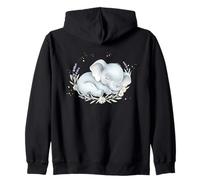 Baby Elephant Carino Animale Floreale Acquerello Felpa con Cappuccio