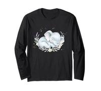 Baby Elephant Carino Animale Floreale Acquerello Maglia a Manica