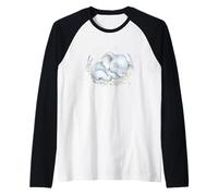 Baby Elephant Carino Animale Floreale Acquerello Maglia con Maniche Raglan