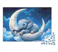 Baby Elephant Moon 1000 Piece Educational Game: Baby Elephant on Moon for Adults Teens Premium 100% Recycled Board 70x50cm/1000pcs