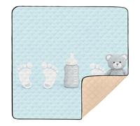Baby Essentials con culla con palloncini e stelle carta da parati carino pieghevole tappetino da gioco per bambini per pavimento lavabile pancia tempo & gattonare tappetino per bambini piccoli, 127 x