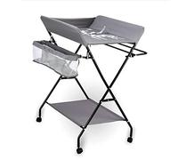 Baby fasciatoio pieghevole - fasciatoio portatile con fasciatoio, cintura di sicurezza e scomparti portaoggetti, salvaspazio e stabile, grigio