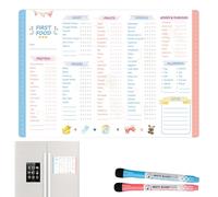 Baby First Foods Chart | Tabella di svezzamento per bambini di 6 mesi | Tabella di svezzamento del bambino | Tabella alimentare giornaliera magnetica | Tabella di controllo degli alimenti per lo